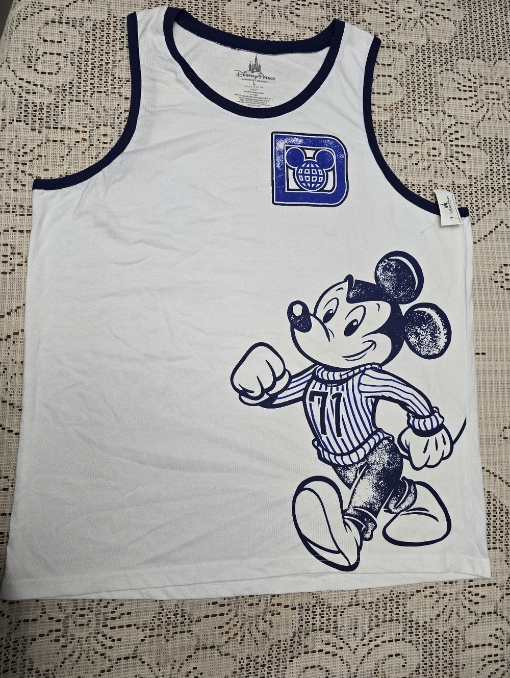 Disney White & Navy Ringer Tee with Park Logo
